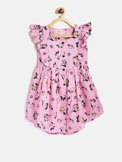 

Bella Moda Girls Pink & Navy Printed Fit & Flare Dress