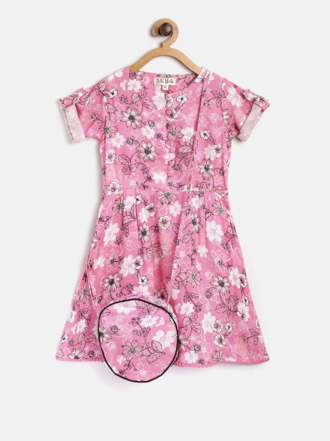 

Bella Moda Girls Pink & White Printed Fit and Flare Dress