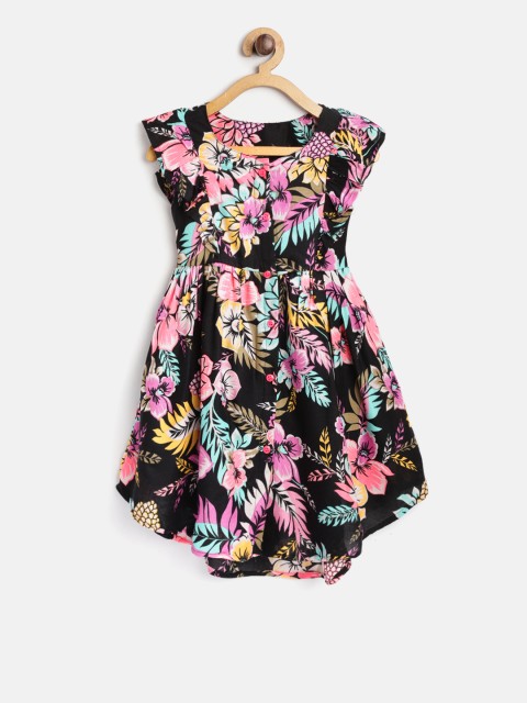 

Bella Moda Girls Black & Pink Printed Fit and Flare Dress
