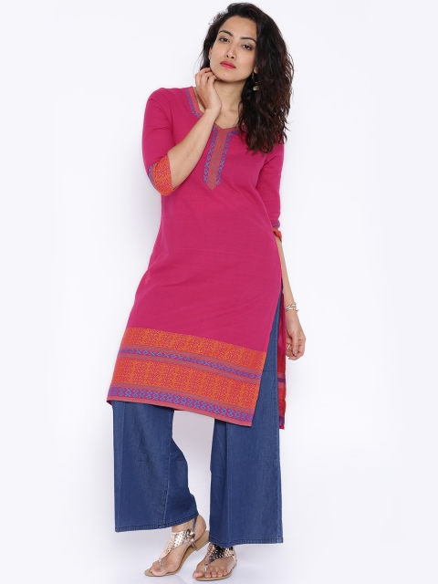 

Aurelia Pink Kurta with Woven Design