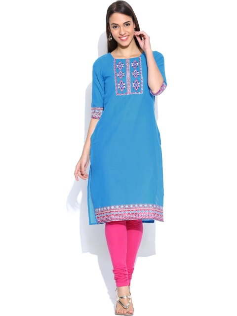 

Aurelia Blue Kurta with Printed Detail