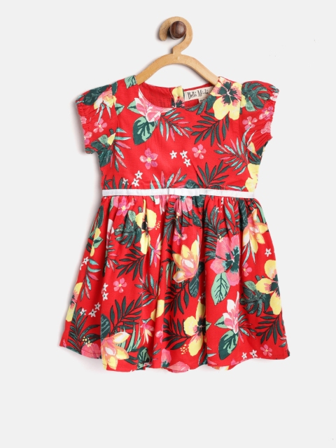 

Bella Moda Girls Red & Green Printed Fit & Flare Dress