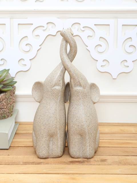 

TAYHAA Grey Stone Dust Elephant Pair Showpiece