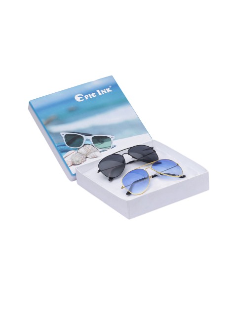 

EPICINK hob Unisex Set of 2 Sunglasses EPSG-AVI_BKBK-AVI_BLGD, Black