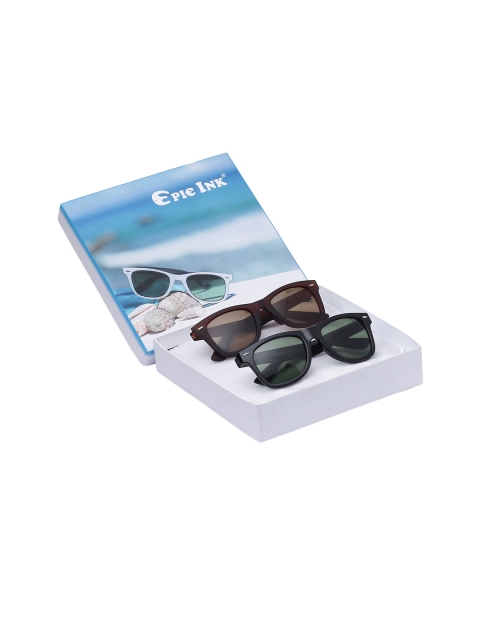 

EPICINK hob Unisex Set of 2 Wayfarer Sunglasses EPSG-WAY_BR01-WAY_BK01, Brown