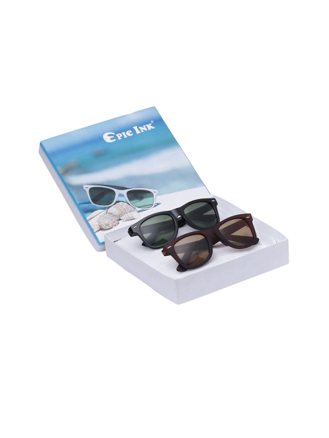 

EPICINK hob Unisex Set of 2 Wayfarer Sunglasses EPSG-WAY_BK01-WAY_BR01, Black