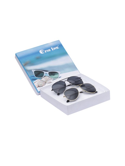

EPICINK hob Unisex Set of 2 Aviator Sunglasses EPSG-AVI_BKBK-AVI-BKSL, Purple