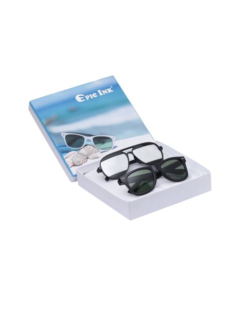 

EPICINK hob Unisex Set of 2 Aviator Sunglasses EPSG-VO2605-WAY_BK01, Silver