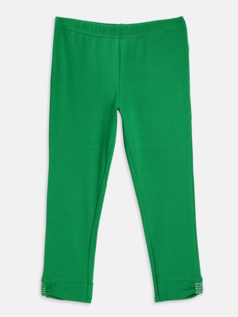 

Peppermint Girls Green Solid Leggings