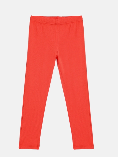 

Peppermint Girls Coral Peach-Colored Solid Ankle Length Leggings