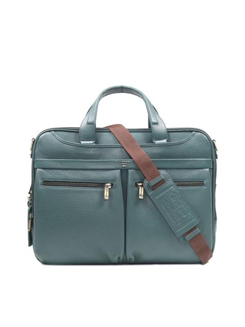 

Da Milano Men Green Solid Leather Laptop Bag