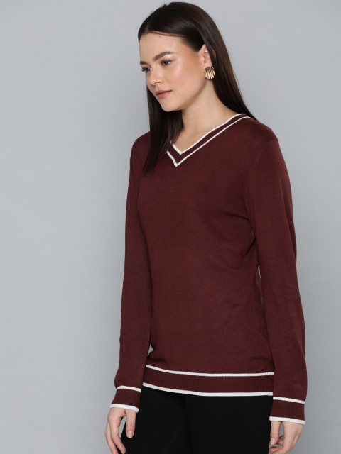 

Chemistry Edition Women Burgundy Solid Pullover Sweater