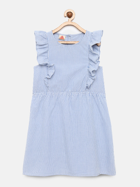 

UFO Girls Blue & White Striped Fit and Flare Dress