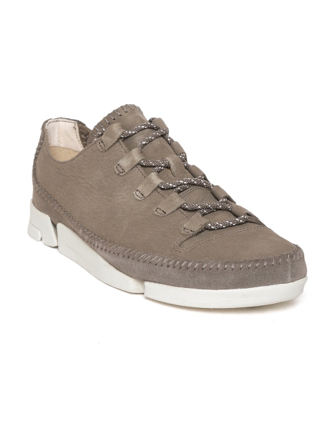 

Clarks Men Taupe Nubuck Leather Sneakers