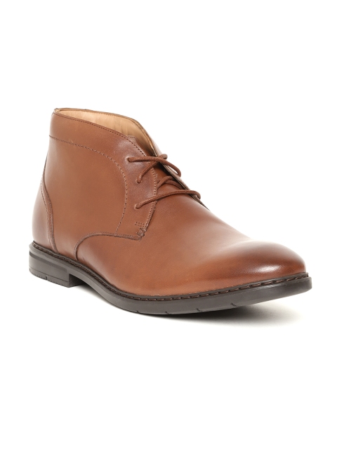 

Clarks Men Brown Mid-Top Leather Semiformal Derbys