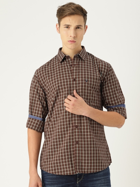 

Allen Solly Men Brown & Orange Slim Fit Checked Casual Shirt