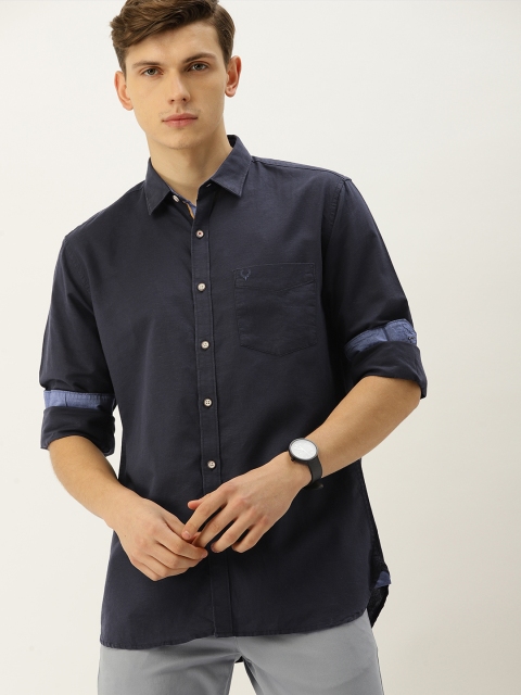 

Allen Solly Men Navy Blue Sport Slim Fit Solid Casual Shirt