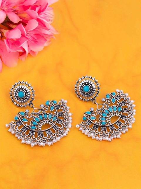 Voylla Silver-Toned Classic Drop Earrings