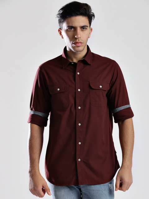 

Nautica Maroon Casual Shirt