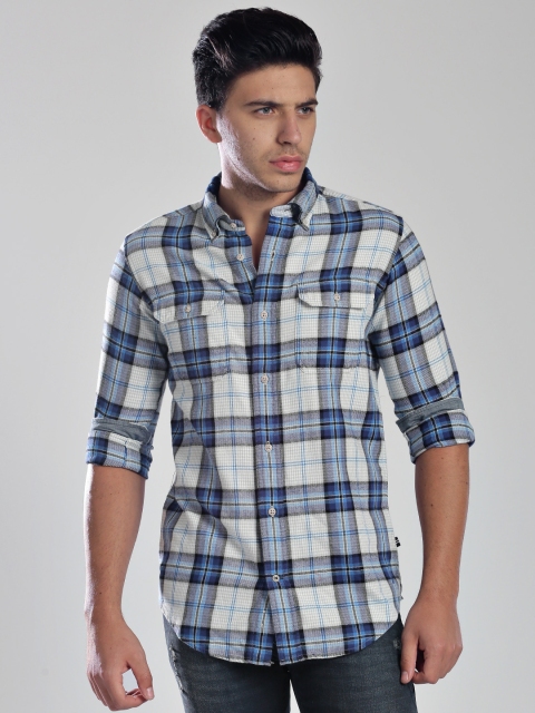 

Nautica Blue & Grey Checked Slim Casual Shirt