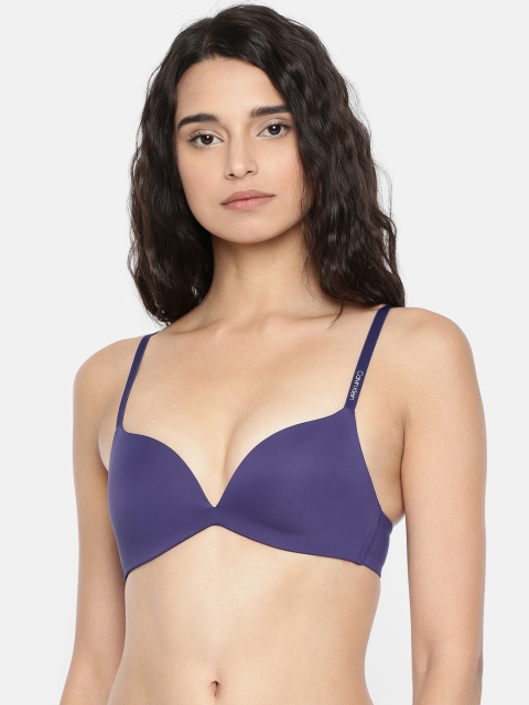 

Calvin Klein Underwear Navy Solid Non-Wired Heavily Padded Push-Up Bra QF4200ADXS6-XS6, Navy blue