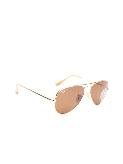 

Ray-Ban Unisex Polarised Aviator Sunglasses 0RB3689906447, Brown