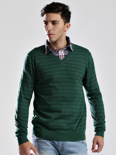 

Nautica Green Striped Sweater