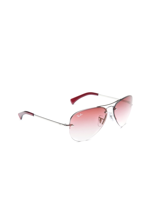 

Ray-Ban Men Half Rim Aviator Sunglasses 0RB344991280T, Pink