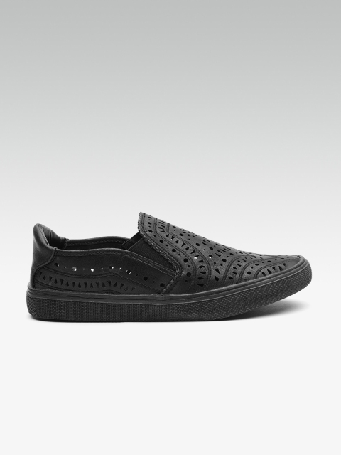 

Carlton London Women Black Cut-Out Slip-On Sneakers