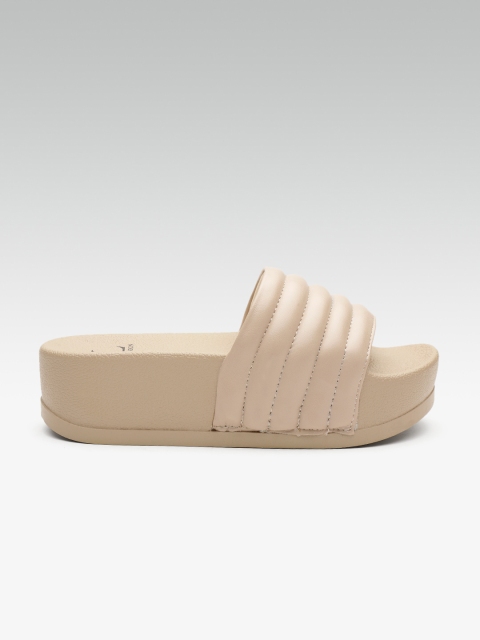 

Carlton London Women Beige Self-Striped Flatforms