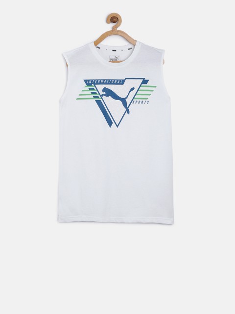 

Puma Boys White Alpha Printed Round Neck T-shirt
