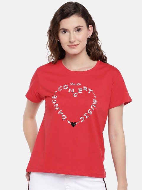 

Globus Women Red Printed Round Neck T-shirt