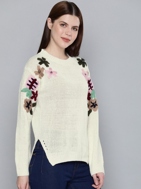 

Chemistry Edition Women Off-White Self Design Sweater