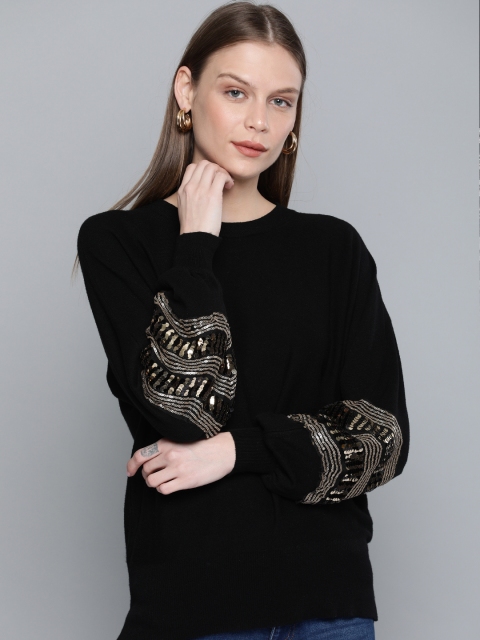 

Chemistry Edition Women Black Solid Sweater