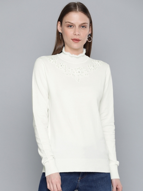 

Chemistry Edition Women Off-White Solid Sweater