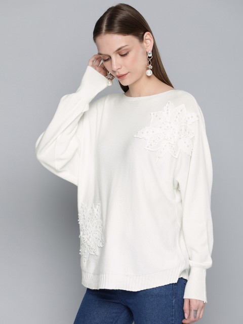 

Chemistry Edition Women Off-White Solid Sweater