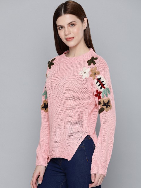 

Chemistry Edition Women Pink Self Design Sweater