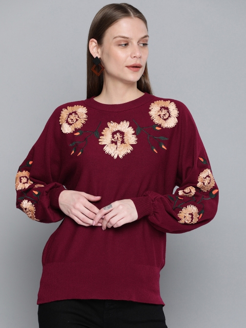 

Chemistry Edition Women Maroon Solid Sweater