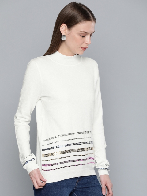 

Chemistry Edition Women Off-White Solid Sweater