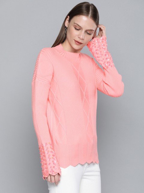 

Chemistry Edition Women Pink Ribbed Sweater