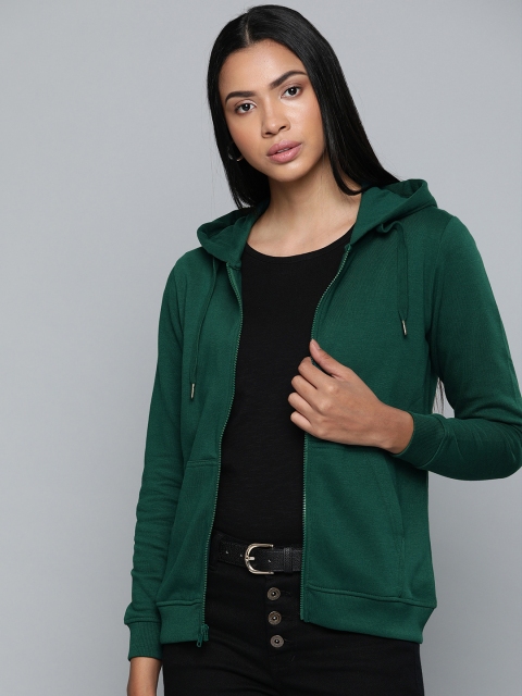 

Chemistry Edition Women Green Solid Hooded Sweatshirt