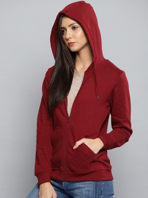 

Chemistry Edition Women Maroon Solid Hooded Sweatshirt