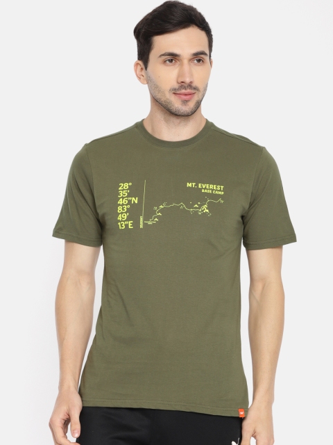 

Wildcraft Men Olive Green Printed Round Neck Pure Cotton T-shirt