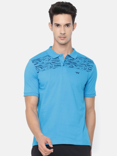 

Wildcraft Men Blue Printed Polo Collar Pure Cotton T-shirt