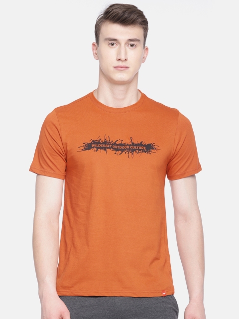

Wildcraft Men Rust Orange Printed Round Neck T-shirt