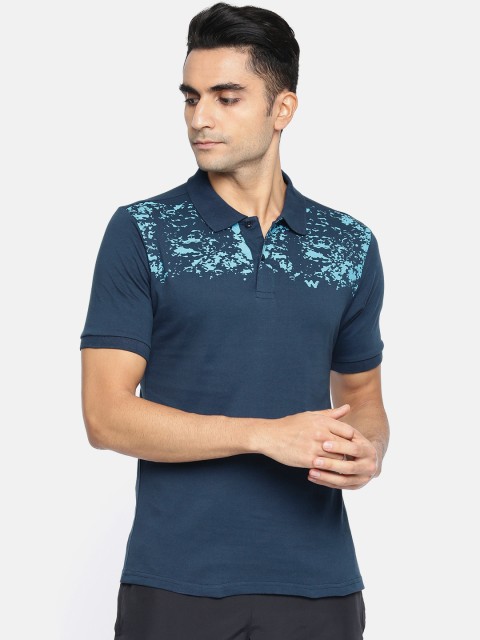 

Wildcraft Men Navy Blue Printed Polo Collar Pure Cotton T-shirt