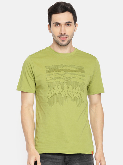 

Wildcraft Men Green Printed Round Neck Pure Cotton T-shirt