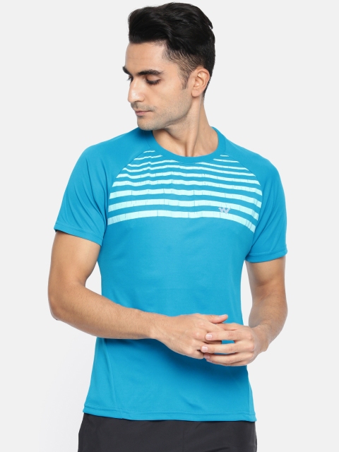 

Wildcraft Men Blue Striped Round Neck Poly Crew 2 T-shirt