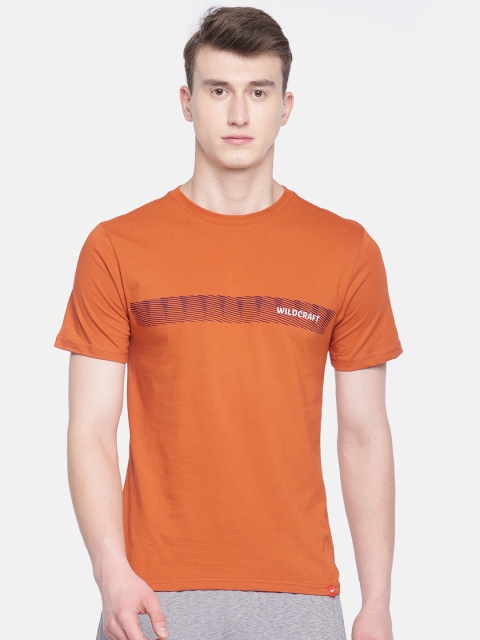 

Wildcraft Men Orange Printed Round Neck T-shirt