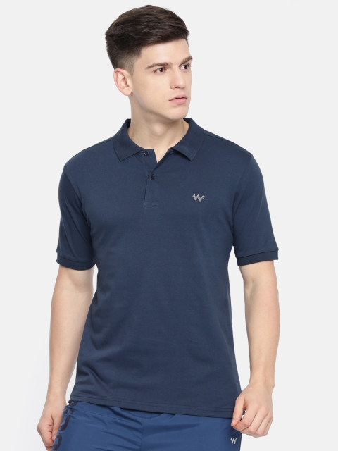 

Wildcraft Men Navy Blue Solid Polo Collar Pure Cotton T-shirt